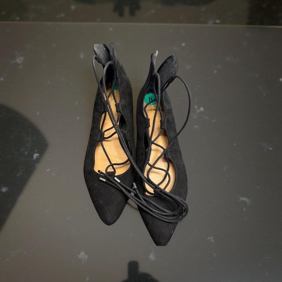🖤🖤 Nine West Black Suede Lace-Up Flats 🥿👟 Women’s Sz 8 – Zip Detail New ✨🖤 - Picture 1 of 10